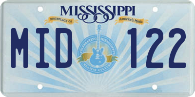 MS license plate MID122