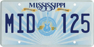 MS license plate MID125