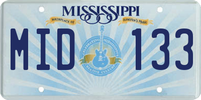 MS license plate MID133