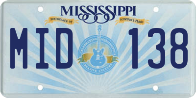 MS license plate MID138