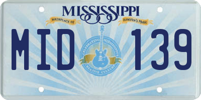 MS license plate MID139