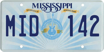 MS license plate MID142