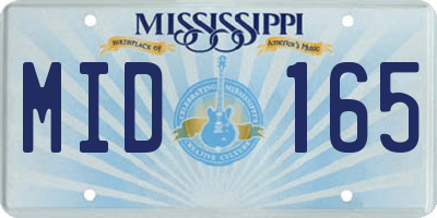 MS license plate MID165