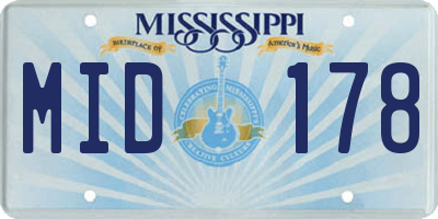 MS license plate MID178
