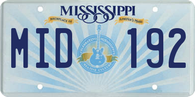 MS license plate MID192