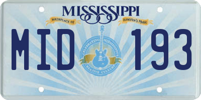 MS license plate MID193