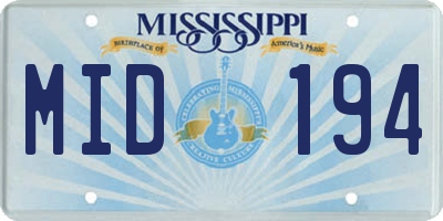 MS license plate MID194