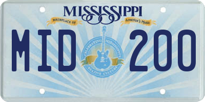MS license plate MID200