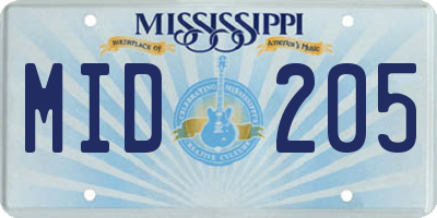 MS license plate MID205