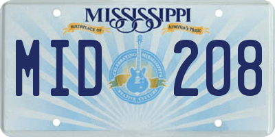 MS license plate MID208