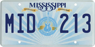 MS license plate MID213
