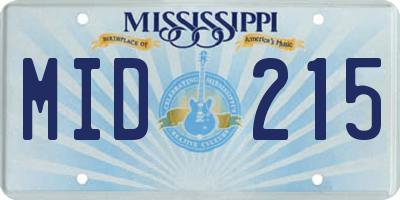 MS license plate MID215