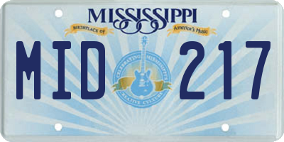 MS license plate MID217