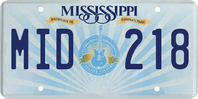 MS license plate MID218