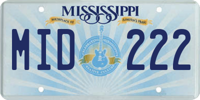 MS license plate MID222