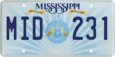 MS license plate MID231