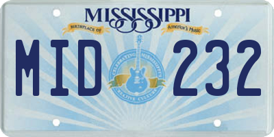 MS license plate MID232