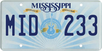 MS license plate MID233