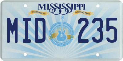 MS license plate MID235