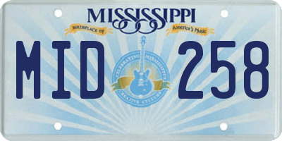 MS license plate MID258
