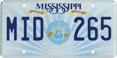 MS license plate MID265