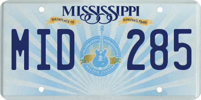 MS license plate MID285