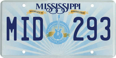 MS license plate MID293