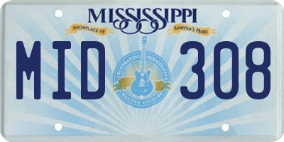 MS license plate MID308