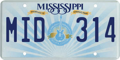 MS license plate MID314