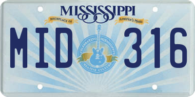 MS license plate MID316