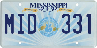 MS license plate MID331