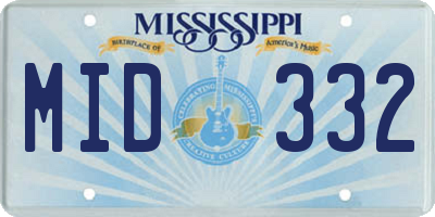 MS license plate MID332