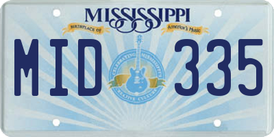 MS license plate MID335