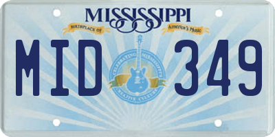 MS license plate MID349