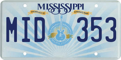 MS license plate MID353