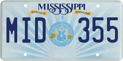 MS license plate MID355