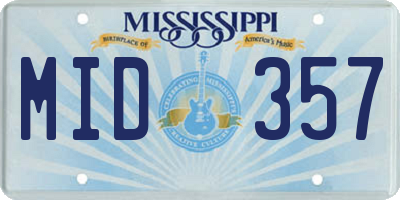 MS license plate MID357