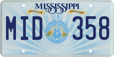 MS license plate MID358