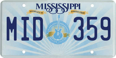 MS license plate MID359