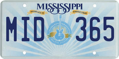 MS license plate MID365