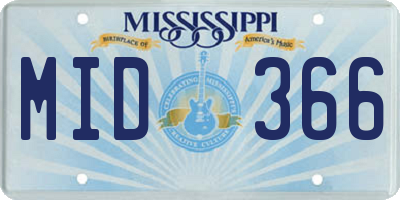 MS license plate MID366