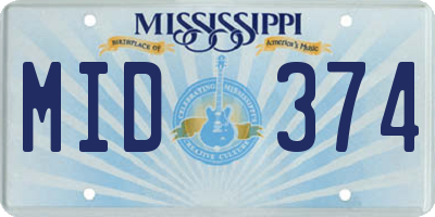 MS license plate MID374