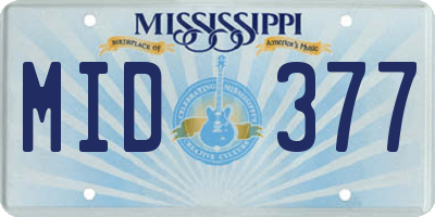 MS license plate MID377