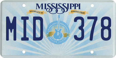 MS license plate MID378
