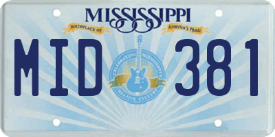 MS license plate MID381