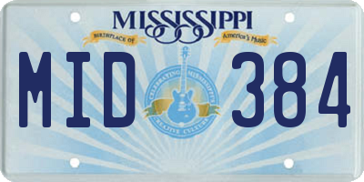 MS license plate MID384