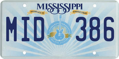 MS license plate MID386