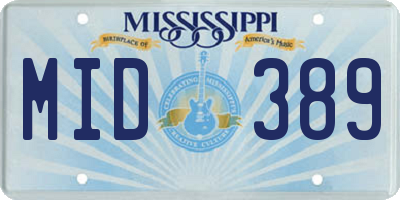 MS license plate MID389