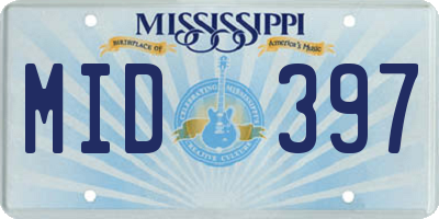 MS license plate MID397