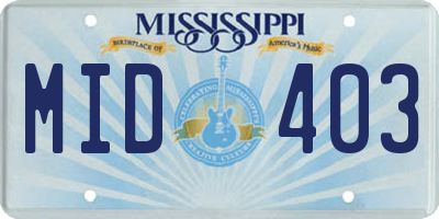 MS license plate MID403